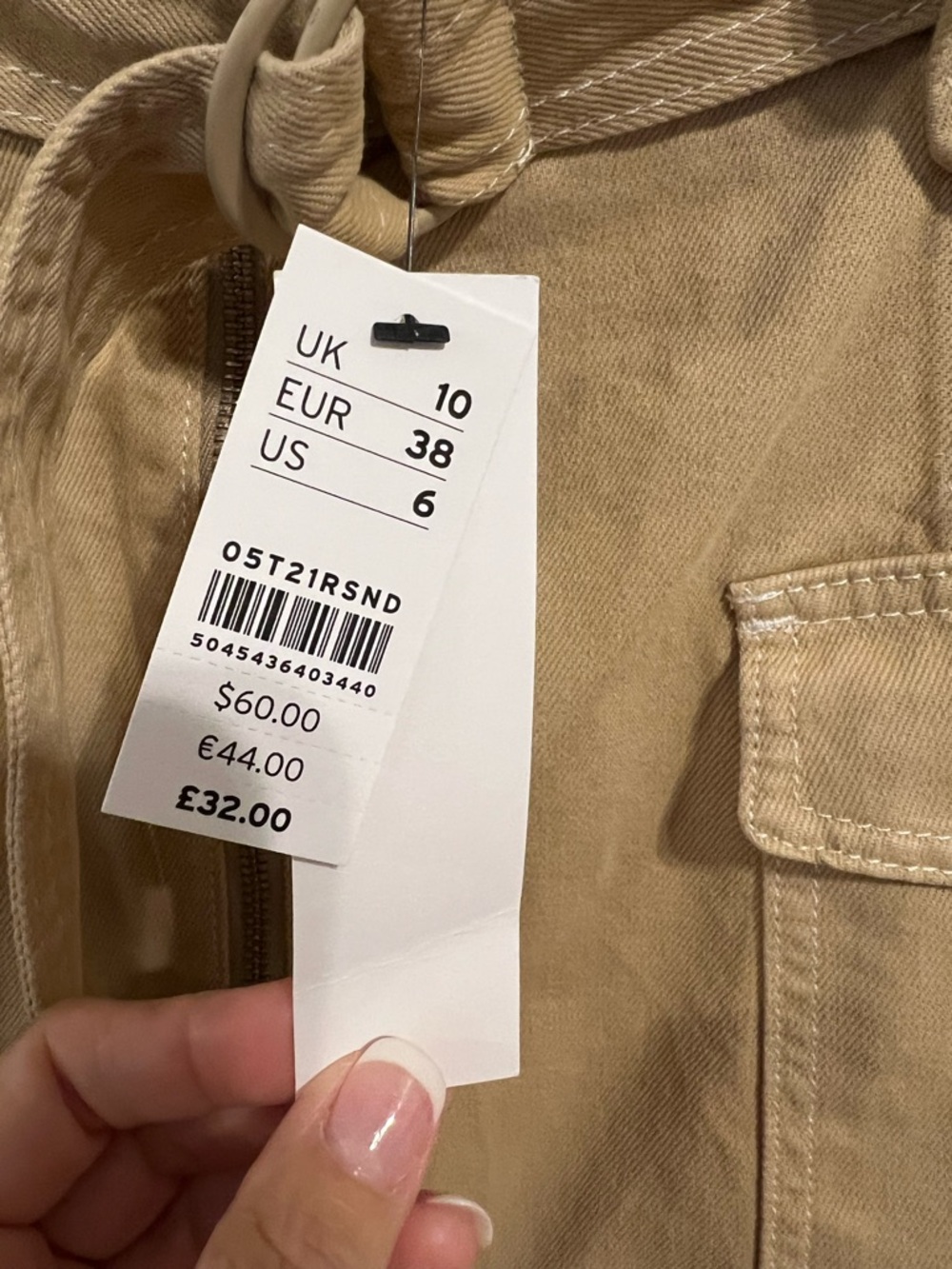 Topshop Beige Utility Skirt with Front Zip and Belt - Picture 5 of 7